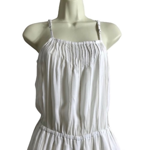 Faithfull The Brand White Small Rayon Striped Wide Leg Jumpsuit Minimalist Comfy - Picture 4 of 7